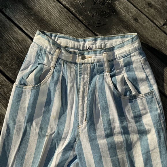 Vintage 80s Nada Nuff Striped Hight Waisted Denim Jeans - Picture 3 of 8